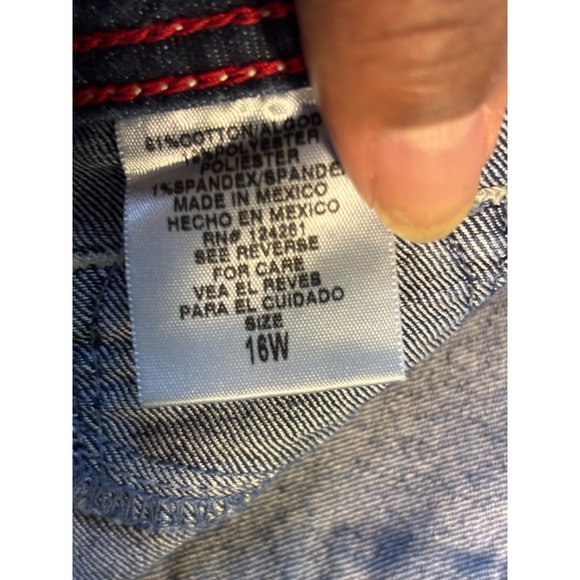 Fade To Blue Premium Jeans Women's 16W Blue Denim Crop Stretch Boho Straight Leg - Picture 4 of 10